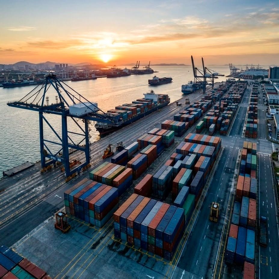 Contenedores en terminal portuaria